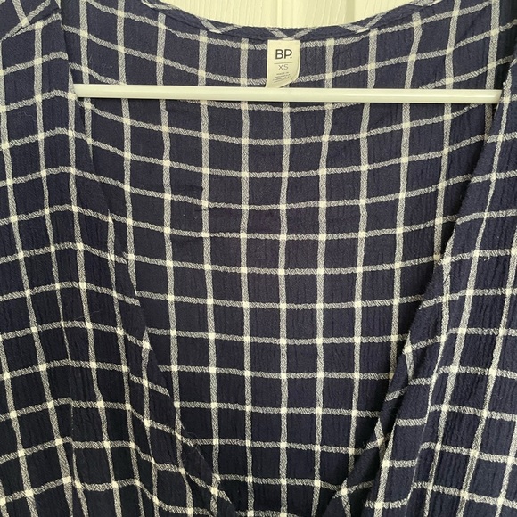 BP Navy Checkered Wrap Dress size XS - Picture 3 of 6